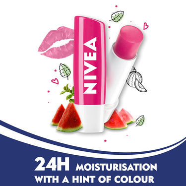 NIVEA Lip Balm, Soft Rose, 4.8g and NIVEA Lip Balm, Fruity Watermelon Shine, 4.8g